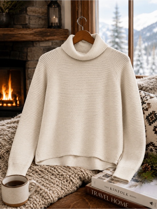 Kuhl Sweaters - KÜHL Ivory Merino Wool Blend Ribbed Turtleneck Sweater Women’s Med Cozy Outdoor